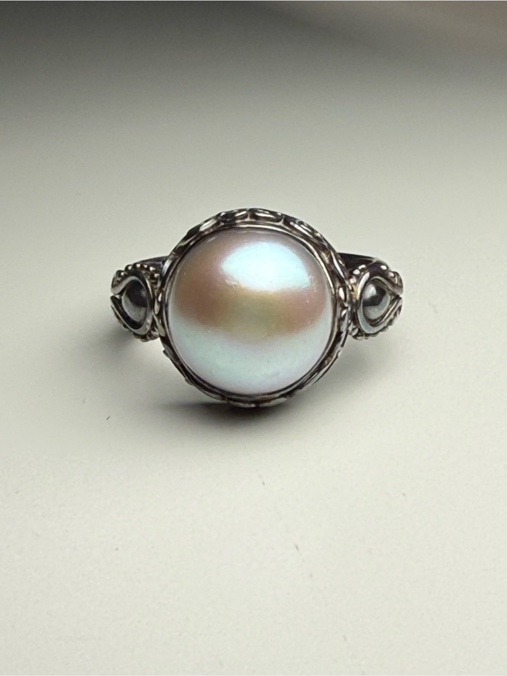 925 Sterling Silver Indonesian Freshwater Pearl Statement Ring Size 6.5